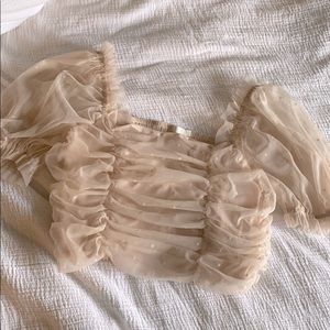 Baby pink Puff sleeve crop